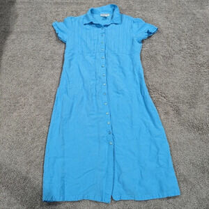 Chadwicks Blue Linen Blend Button Front Maxi Dress Size 12